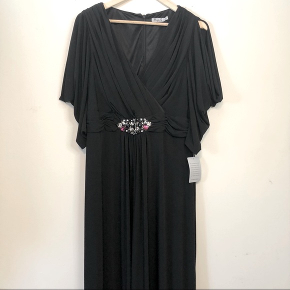Eliza J Dresses & Skirts - Eliza J Dress Cold Shoulder Multicolor Rhinestone Black Maxi Formal 14 NWT